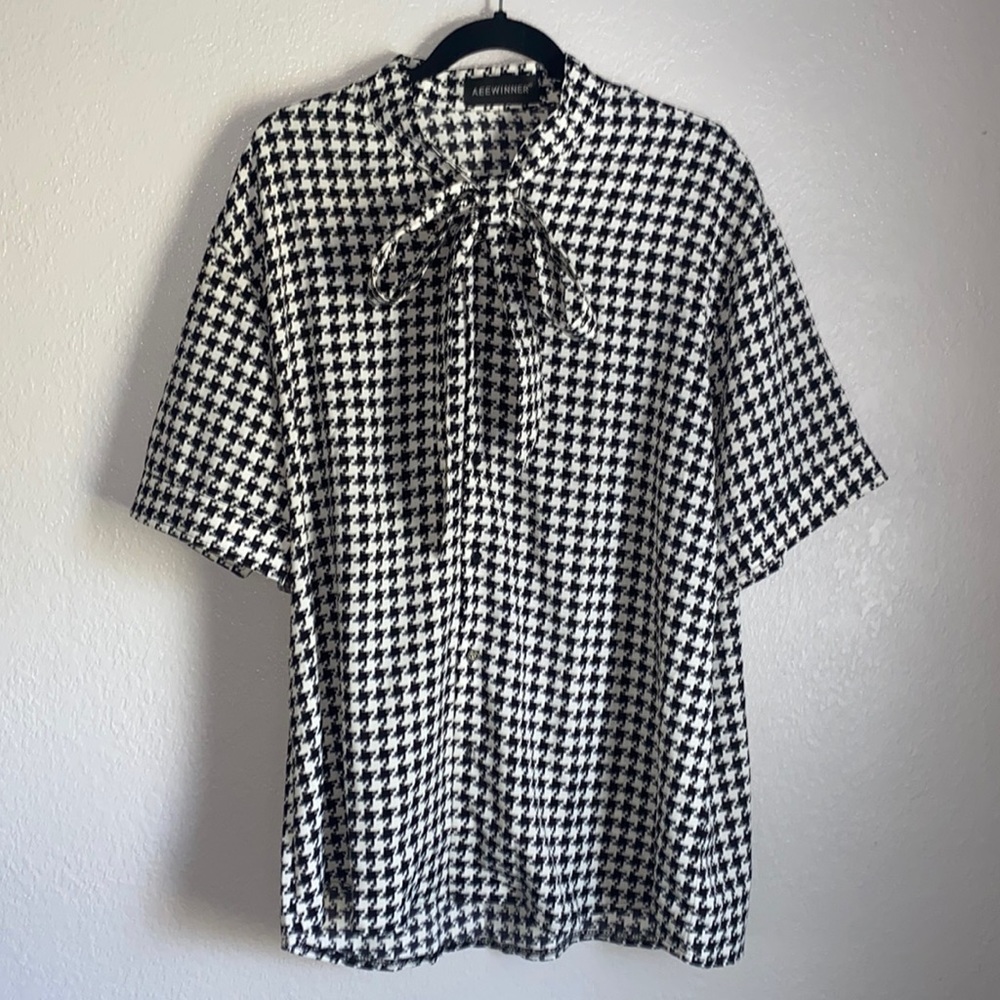 Houndstooth Dress Shirt with Bow